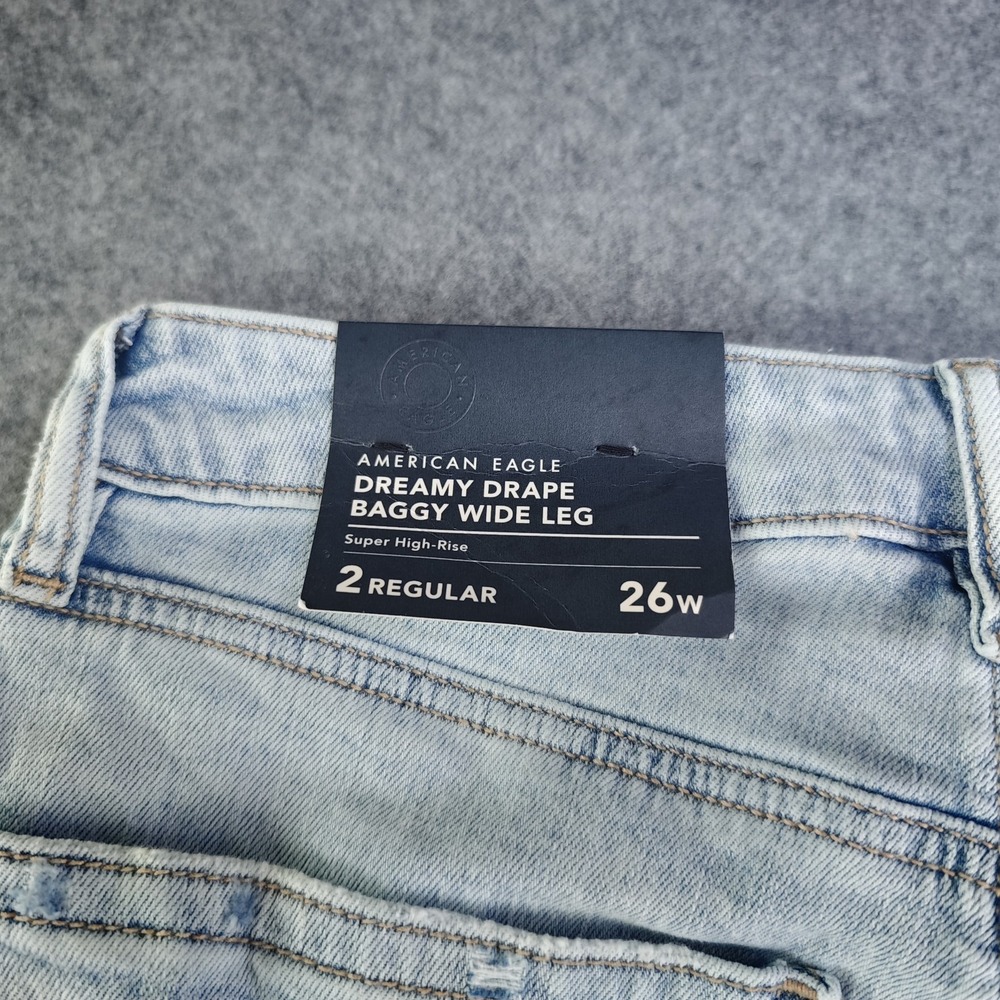 American Eagle Dreamy Drape Baggy Wide Leg Jeans Women's 2 Light Wash NWT - Picture 9 of 13